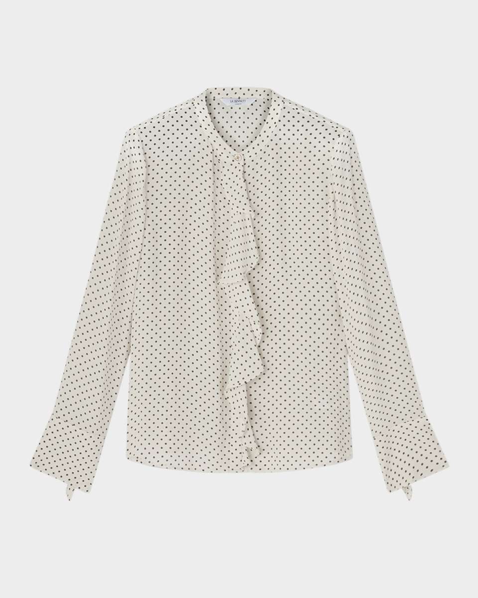 Cody Polka-Dot Ruffle Blouse